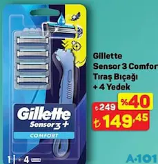 GİLLETTE SENSOR 3 COMFORT TIRAŞ BIÇAĞI + 4 YEDEK
